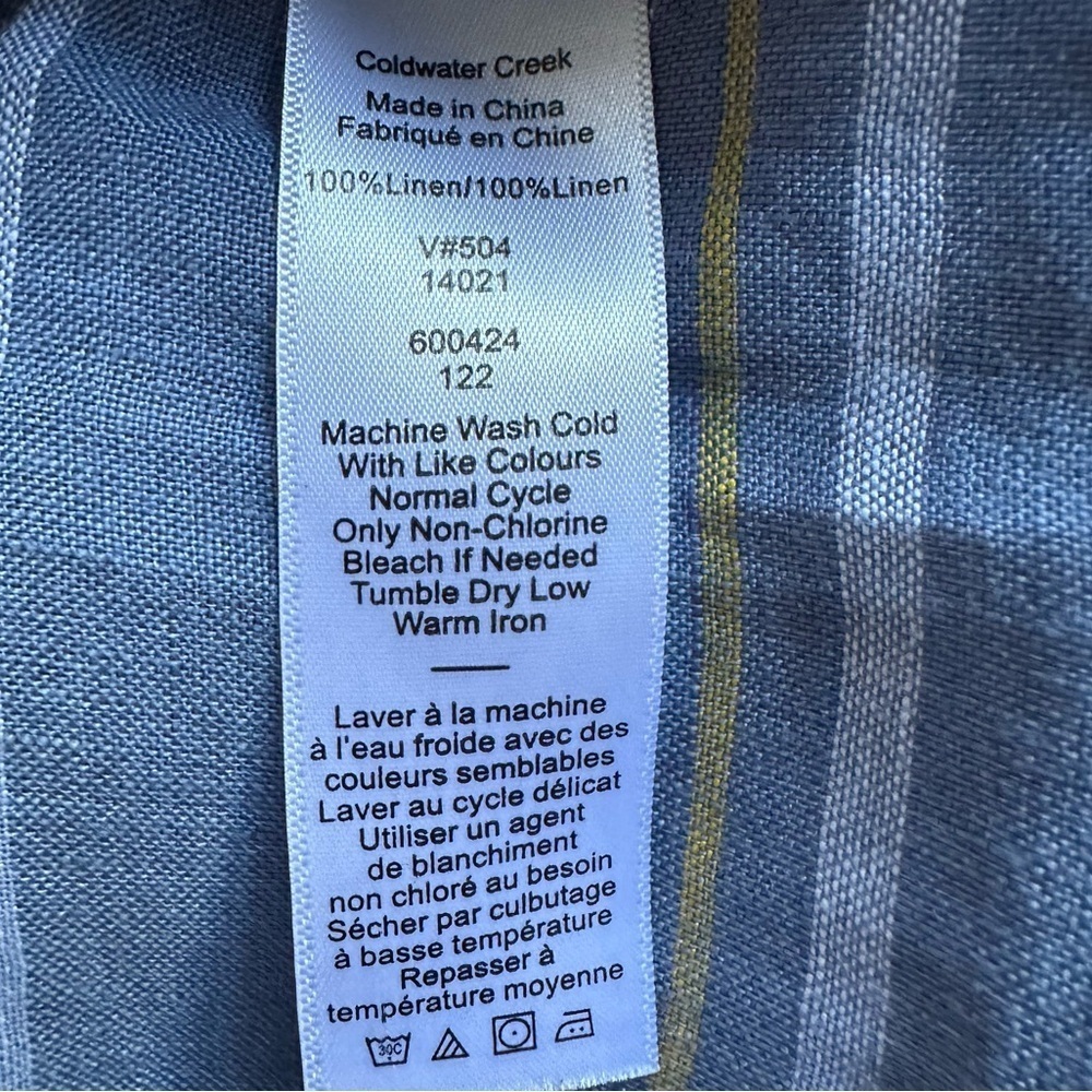 Coldwater Creek Womens M Linen Striped Button Up Tunic Top Preppy Office Casual - Picture 12 of 12